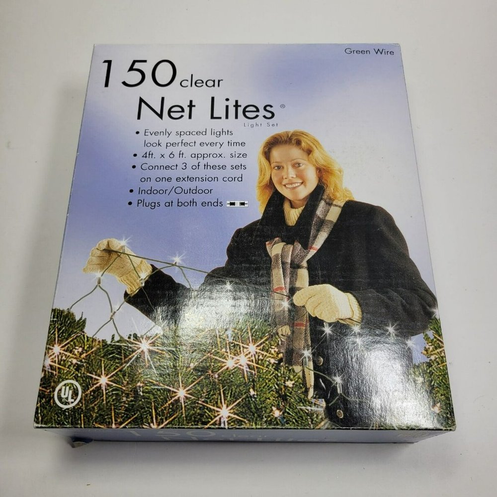 Santa Trim 150 Clear Net Light Set 4x6 ft w/ Green Wire NEW Christmas Holiday